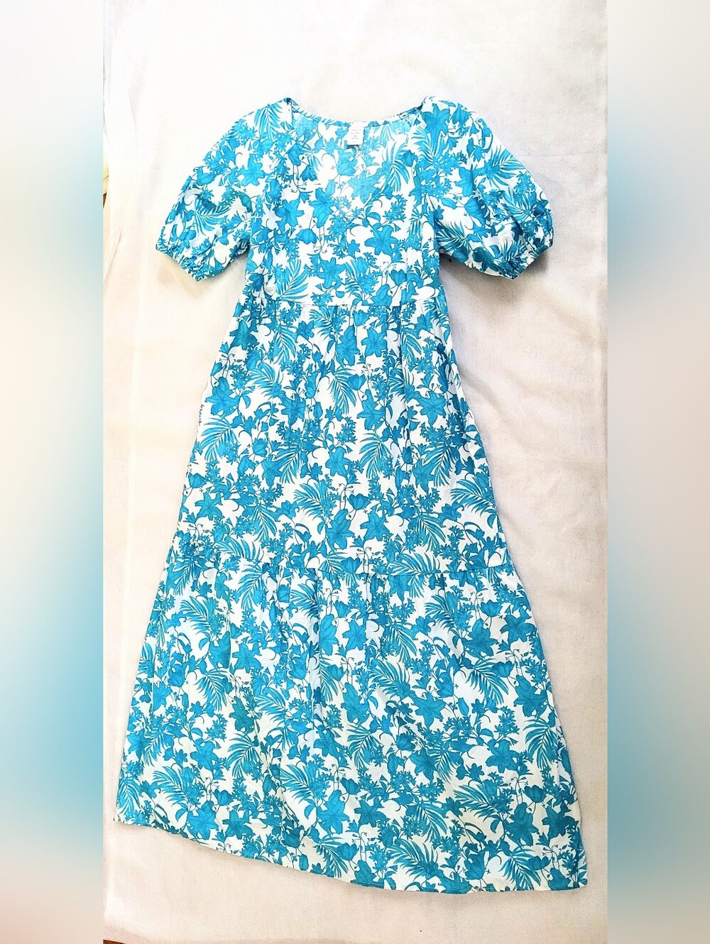 NWOT!Fall Garden Party Boho Women's Puff Sleeve Tiered Cottagecore Maxi Dress XS